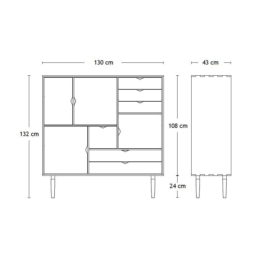 S3 Highboard White Fronts