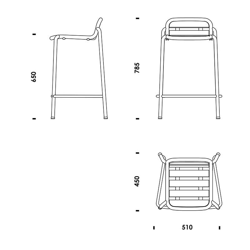 Vig Outdoor Bar Chair Wood 65cm