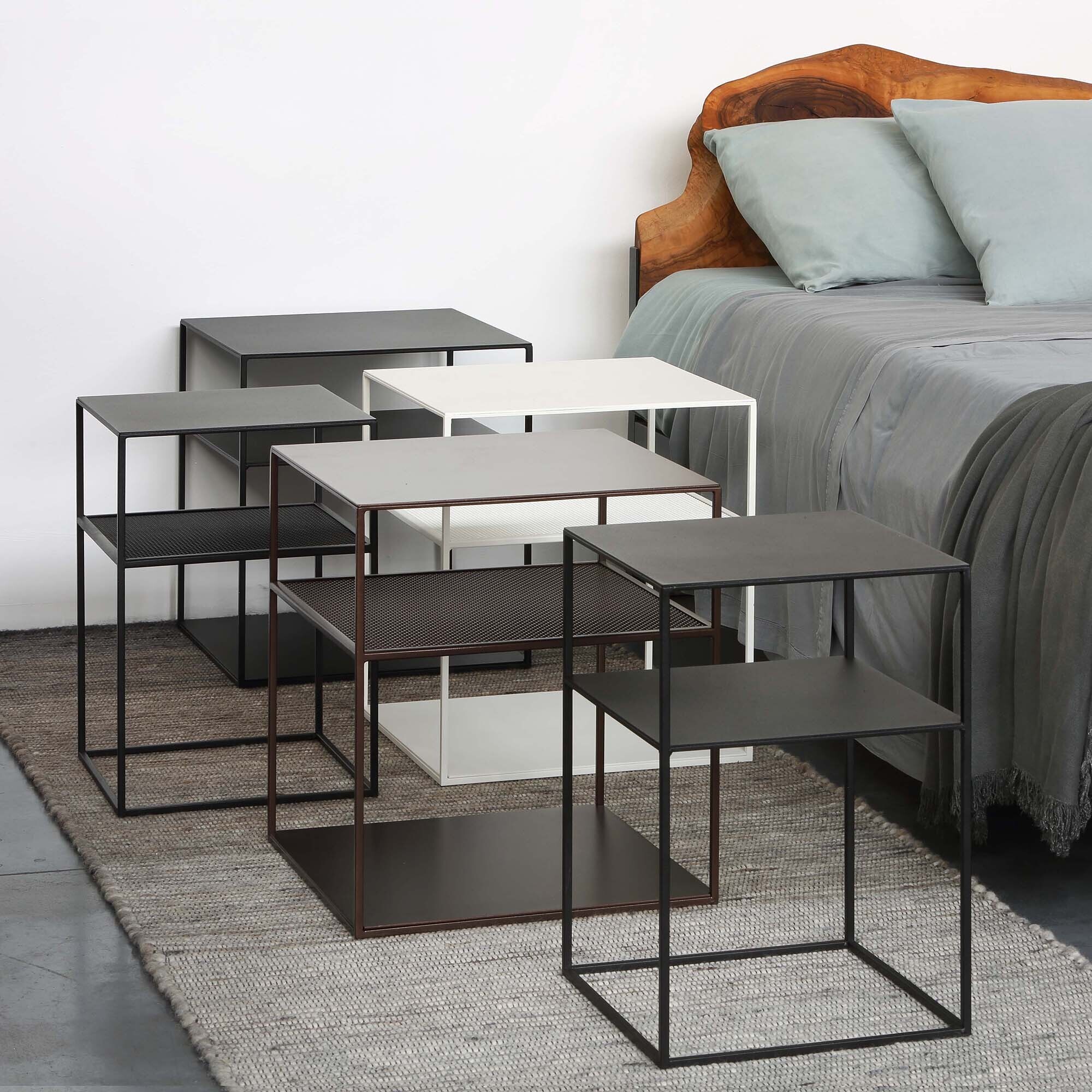 Slim Irony Triplet Side Table 40x40cm with Metal Mesh