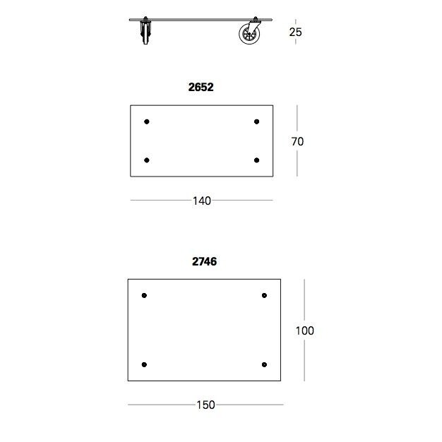 Tavolo Con Ruote Coffee Table 140x70cm