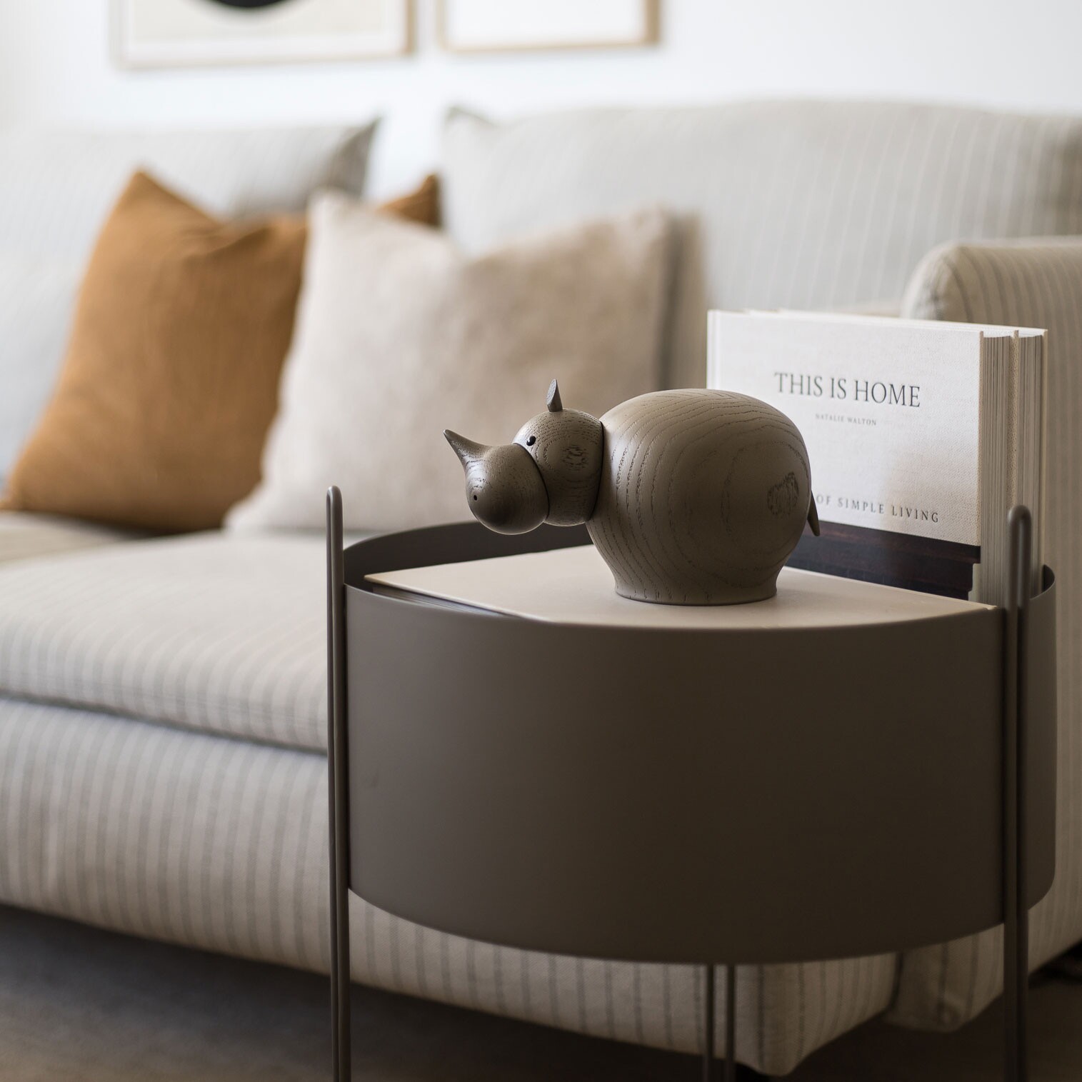 Rina Rhinoceros Wood Figure