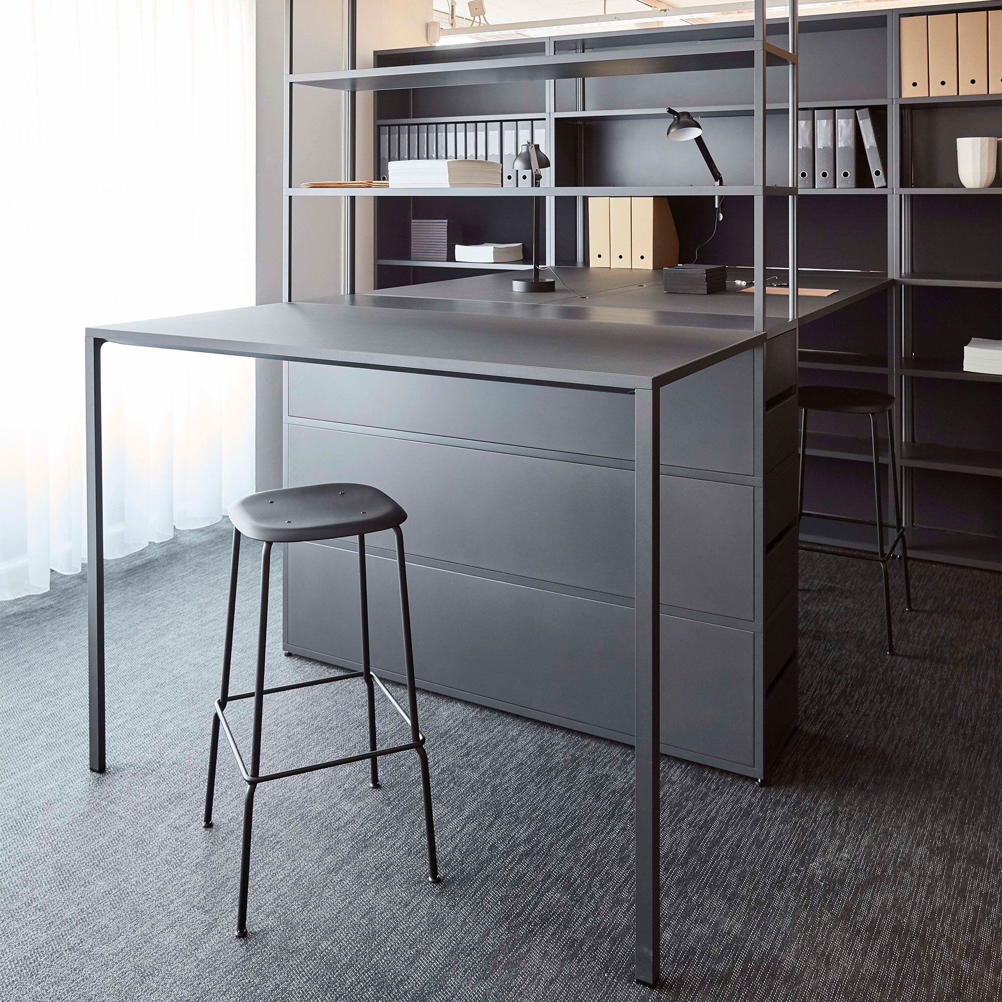 Soft Edge 85 Bar Stool High Black Steel Base