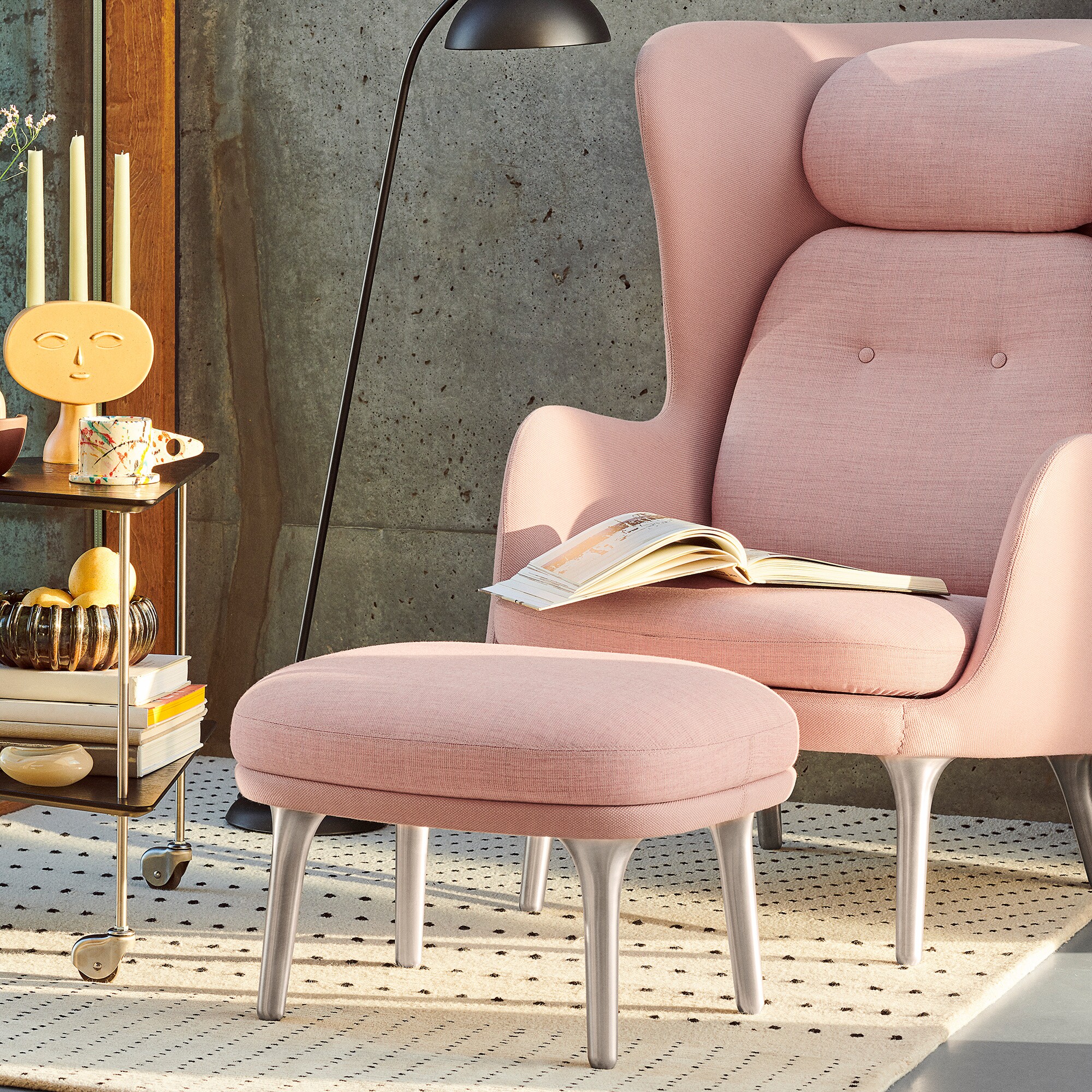 Ro™ JH11 Footstool Fabric Aluminium Feet