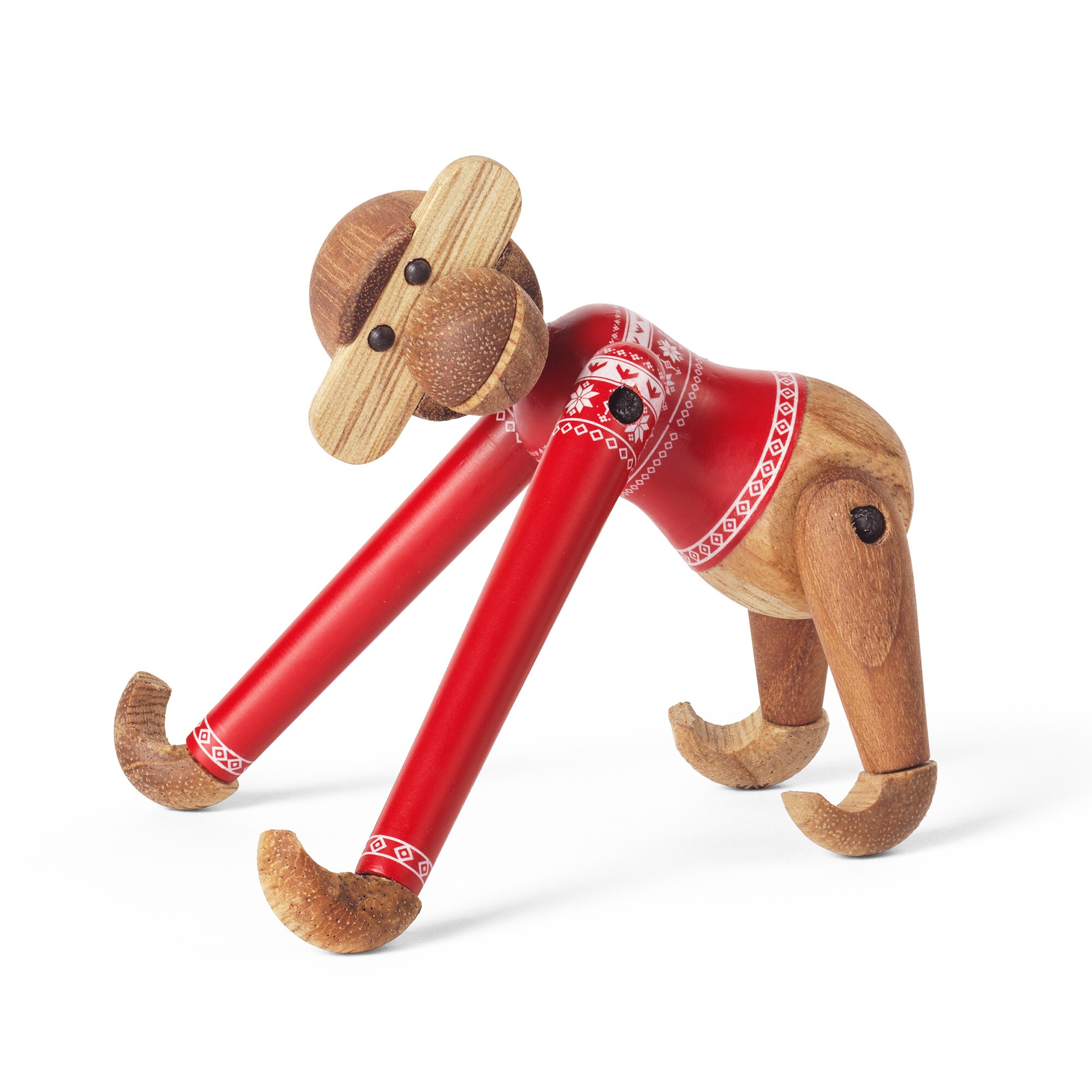 Wooden Figurine Monkey Small  with Christmas Jumper