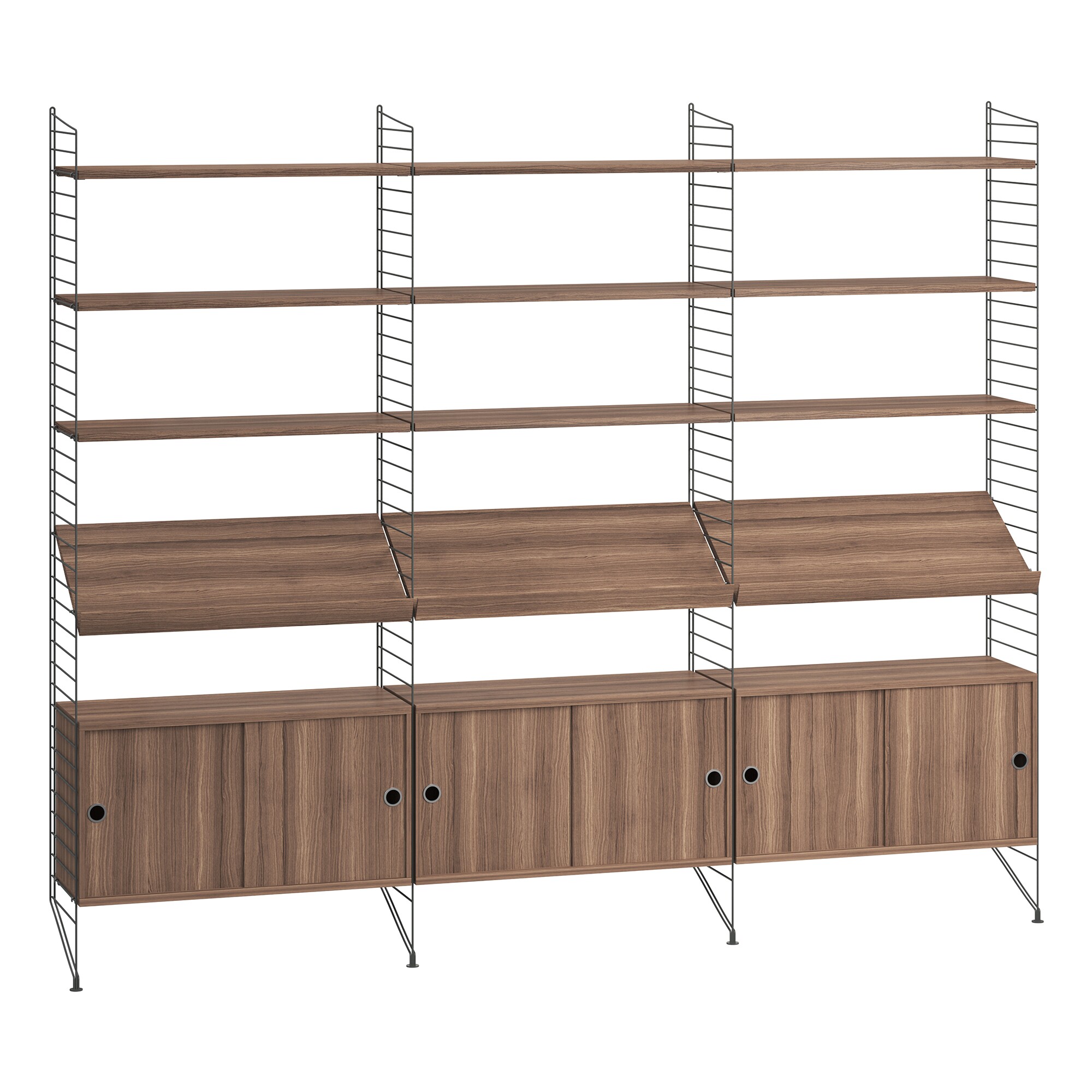Shelf with 3 Cabinets and Magazine Racks 242 x 200 x 30cm