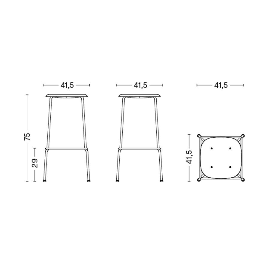Soft Edge 85 Bar Stool High Black Steel Base