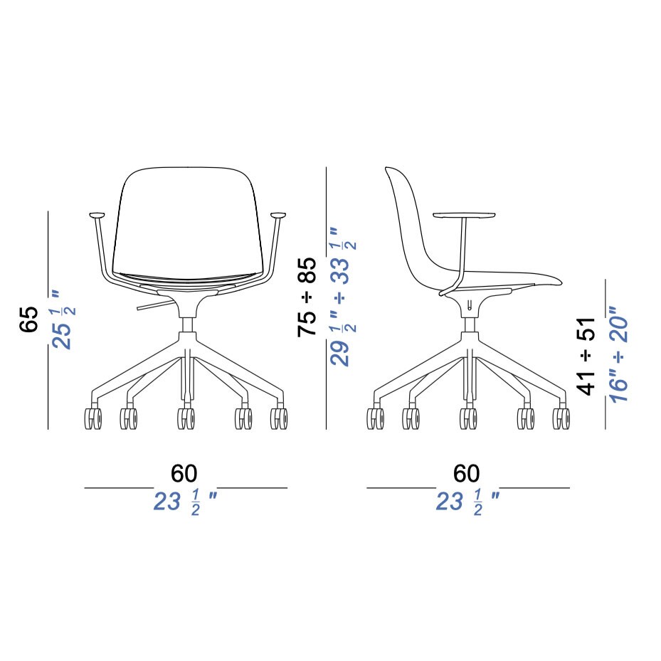 Seela S341 Office Chair with Armrests 75-85cm