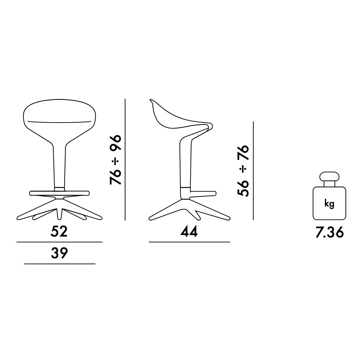 Spoon Bar Stool Height Adjustable