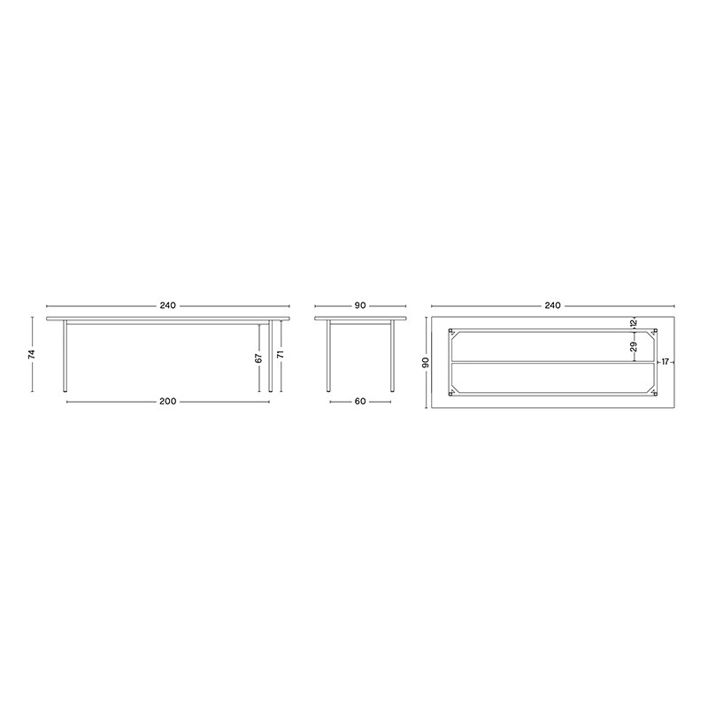Two-Colour Dining Table Tavolo 240x90x74cm