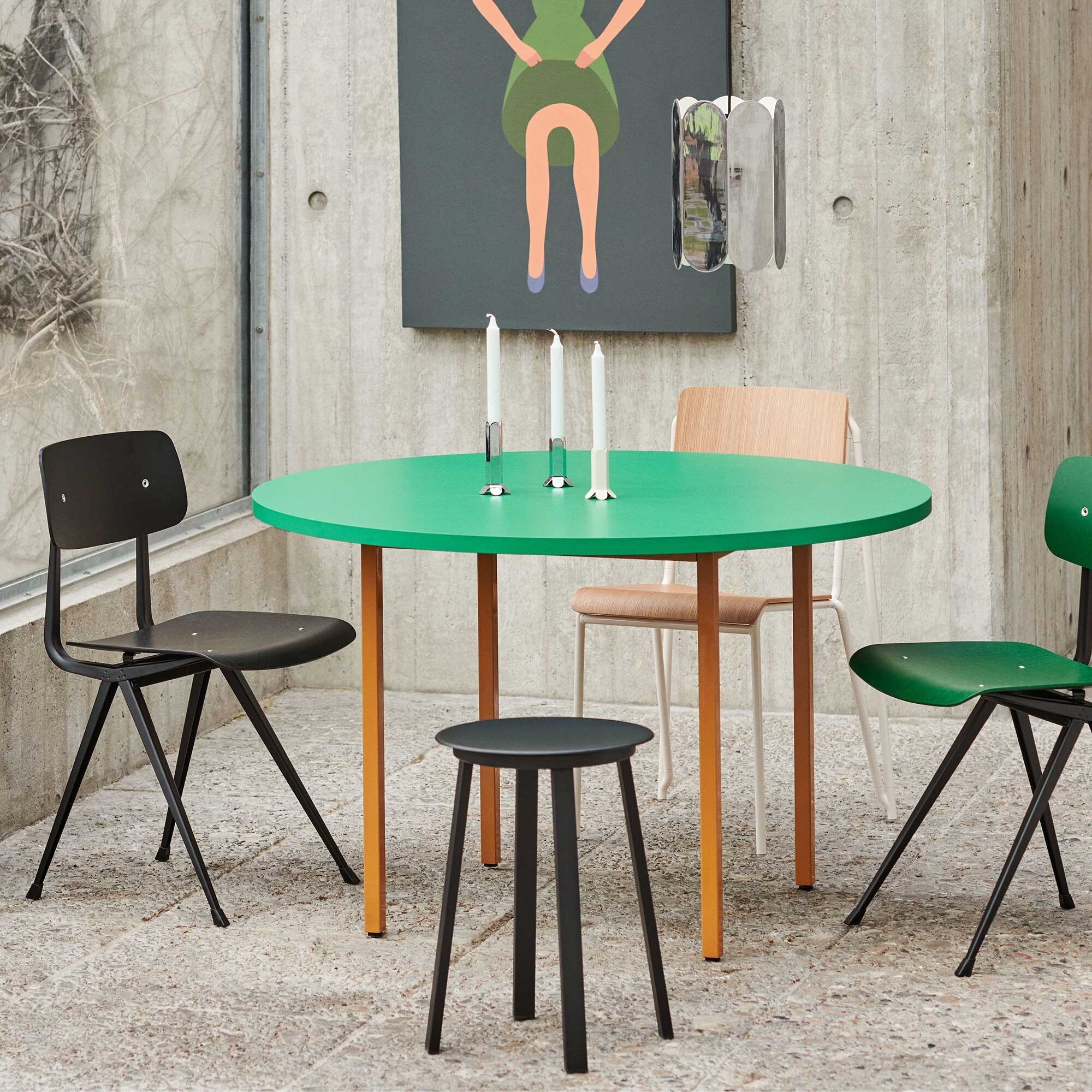 Two-Colour Dining Table Base Ochre Ø120cm