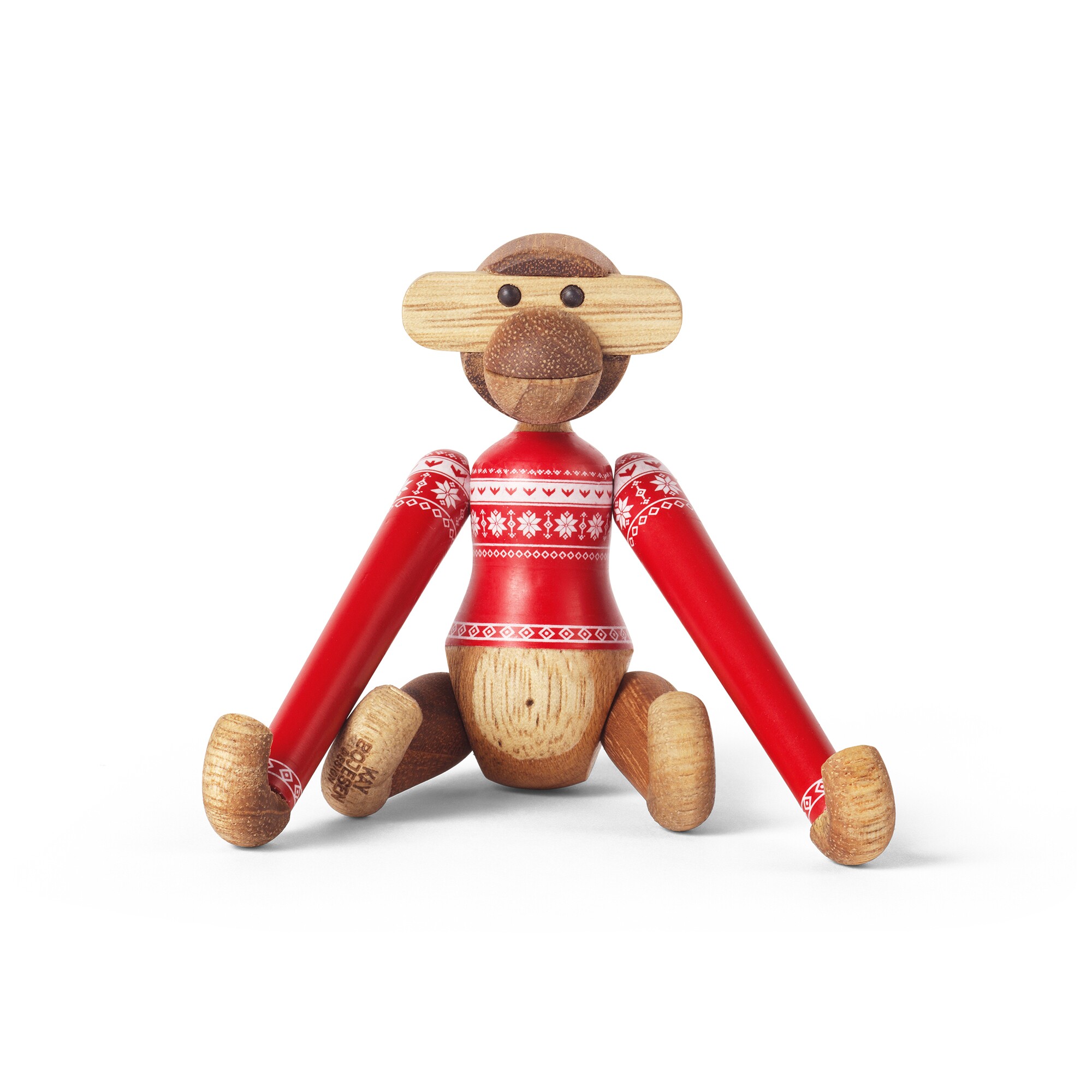 Wooden Figurine Monkey Mini with Christmas Jumper