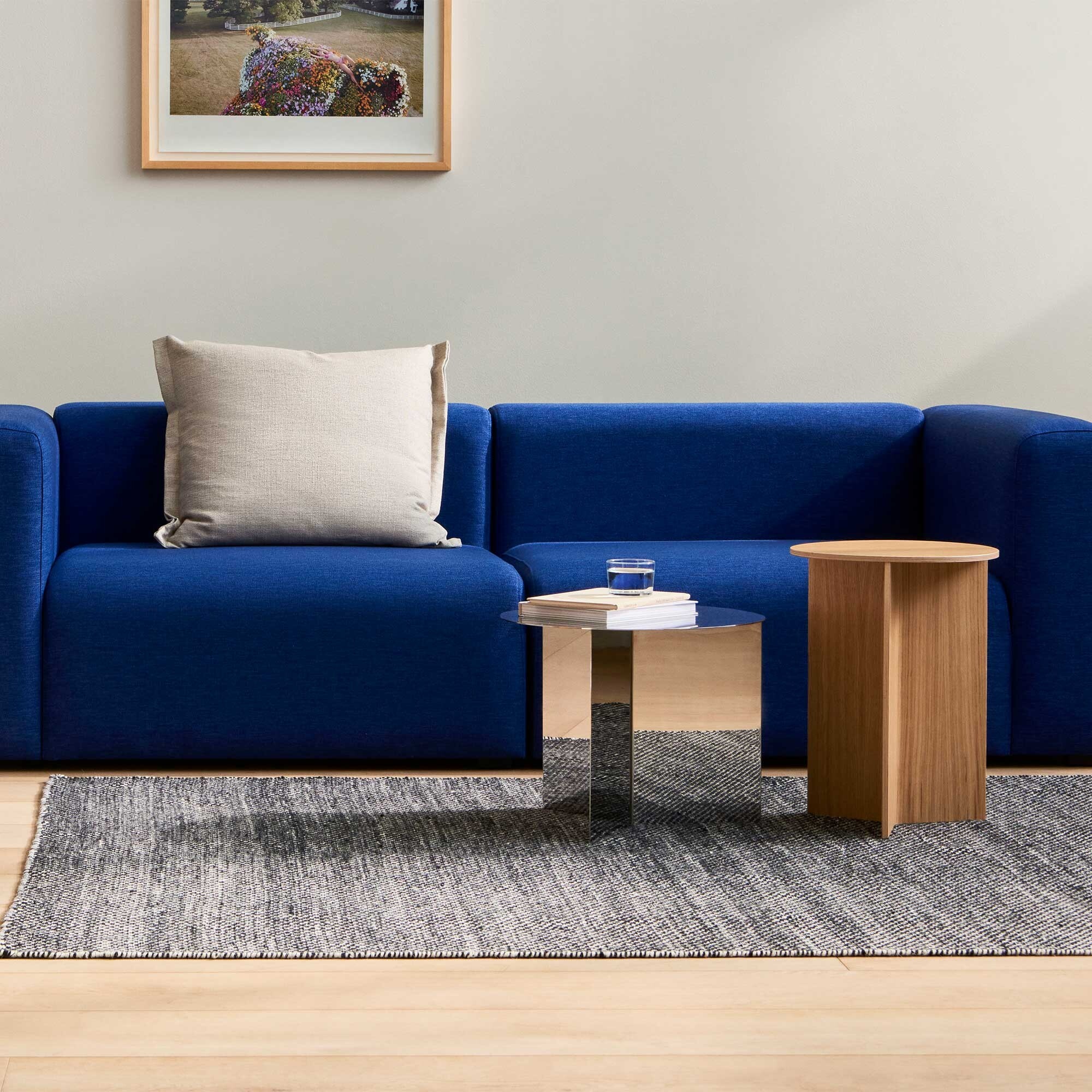 Slit Side Table Wood Round H47cm