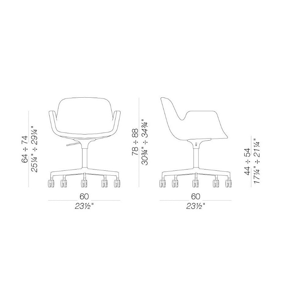Pass S135 Armchair with Wheels 78-88cm