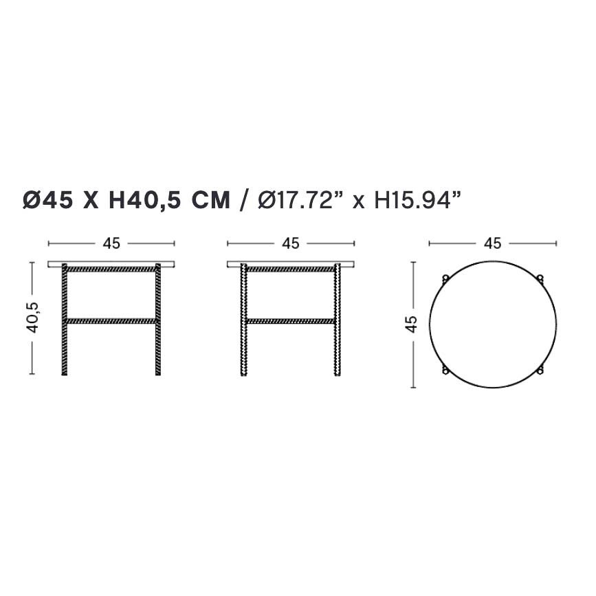Rebar Side Table Marble Ø45cm