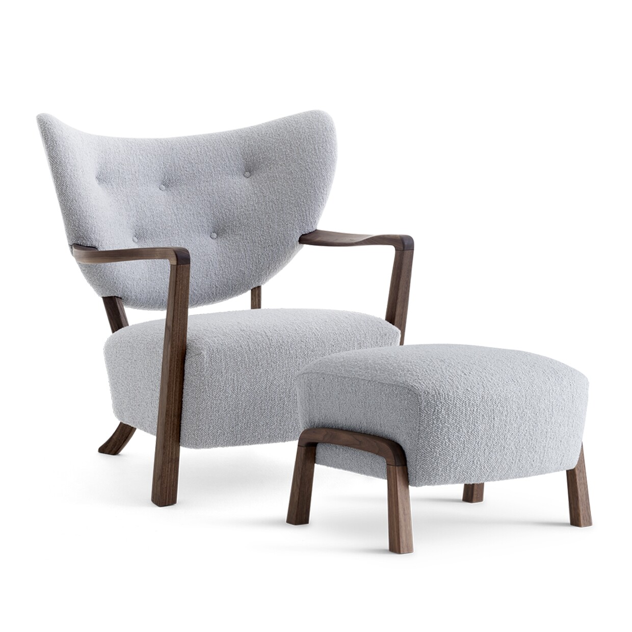 Wulff ATD2 Lounge Chair + Wulff ATD3 Pouf Frame Walnut