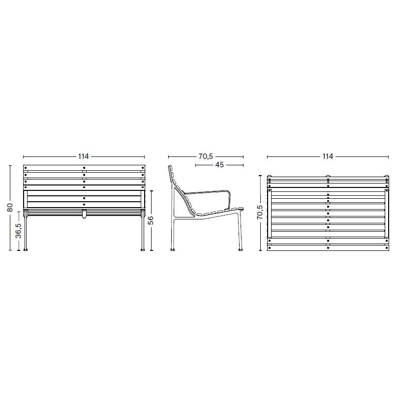 Traverse Outdoor Lounge Bench with Armrests