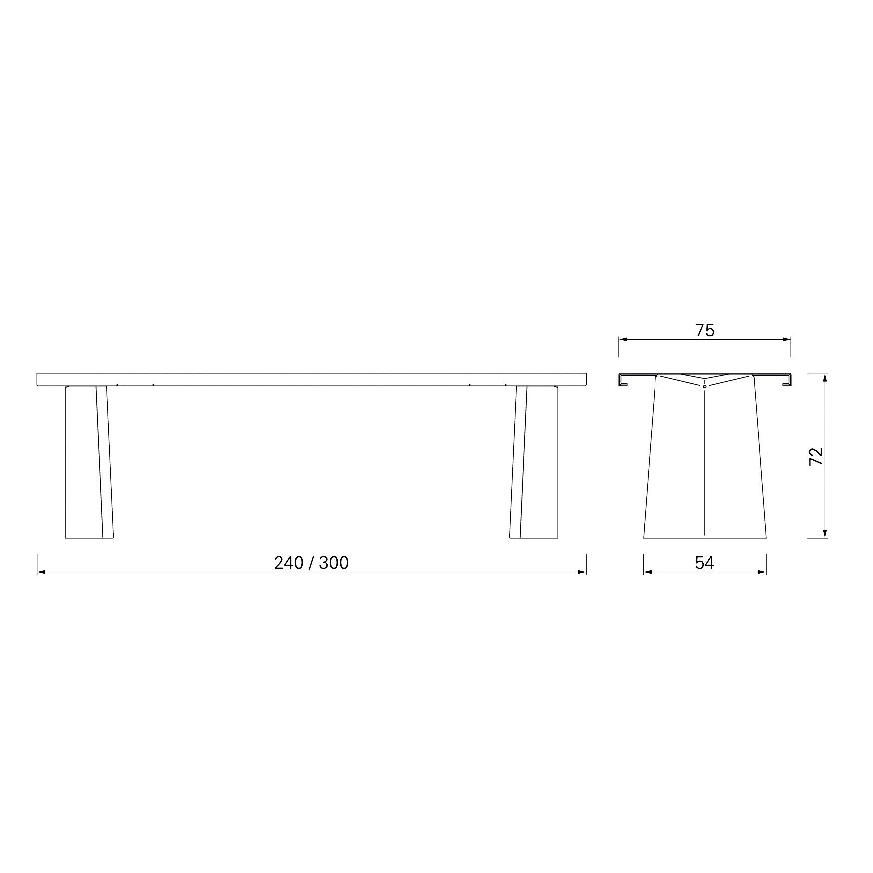 Pallas Indoor Table 240x75x72cm
