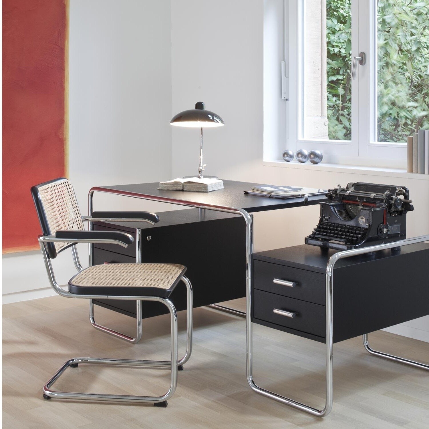 S 64 V Cantilever Armchair with Wickerwork