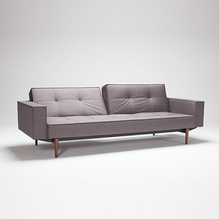 Splitback Styletto Sofa Bed With Armrests Dark Wood