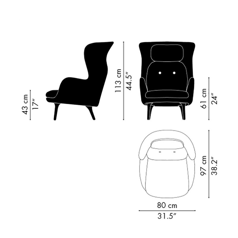 Ro™ JH1 Wingback Fabric Chair Aluminum Feet