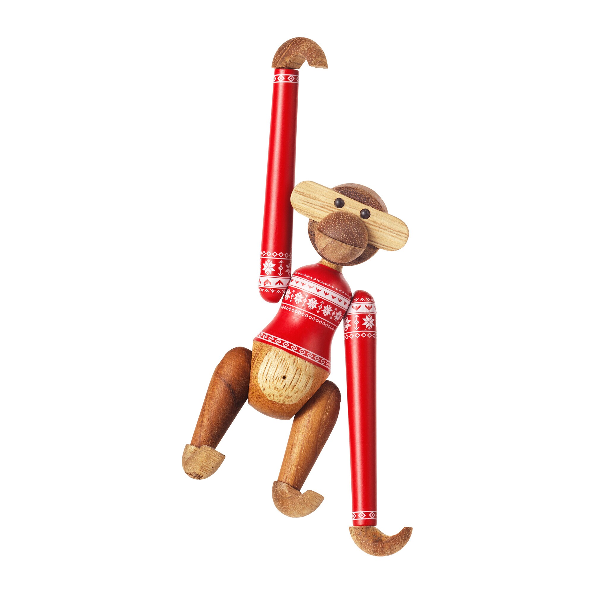 Wooden Figurine Monkey Small  with Christmas Jumper