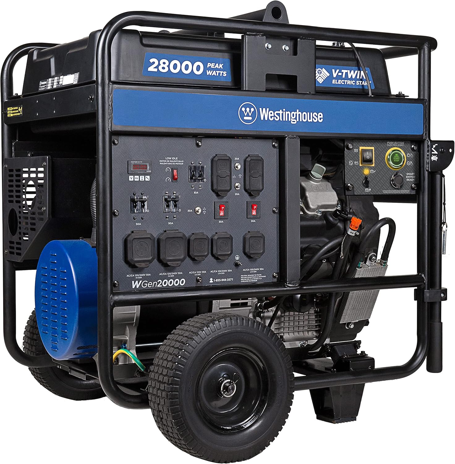Westinghouse 28000 Peak Watt Tri-Fuel Home Backup Portable Generator, Remote Electric Start, Transfer Switch Ready, Gas, Propane, and Natural Gas Powered
