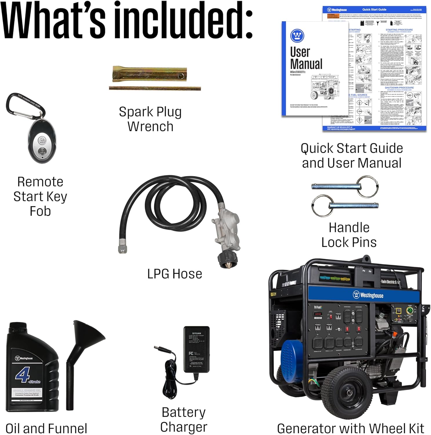 Westinghouse 28000 Peak Watt Tri-Fuel Home Backup Portable Generator, Remote Electric Start, Transfer Switch Ready, Gas, Propane, and Natural Gas Powered