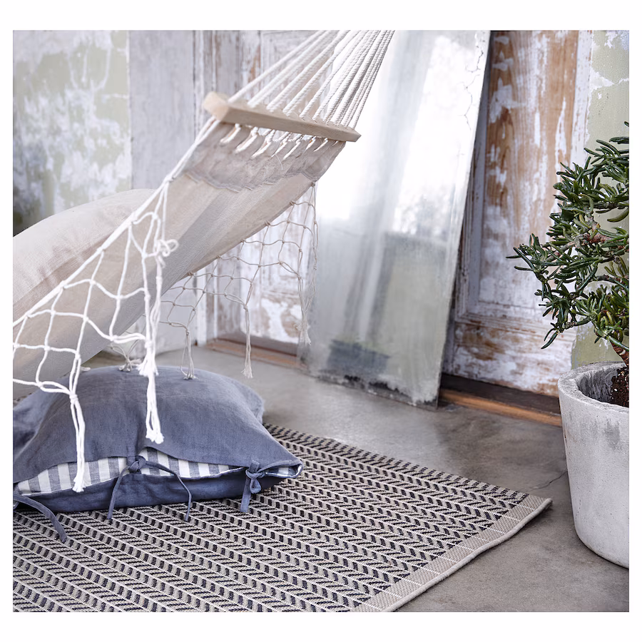 IKEA  LOBBÄK  Rug flatwoven, in/outdoor, beige, 2 ' 7