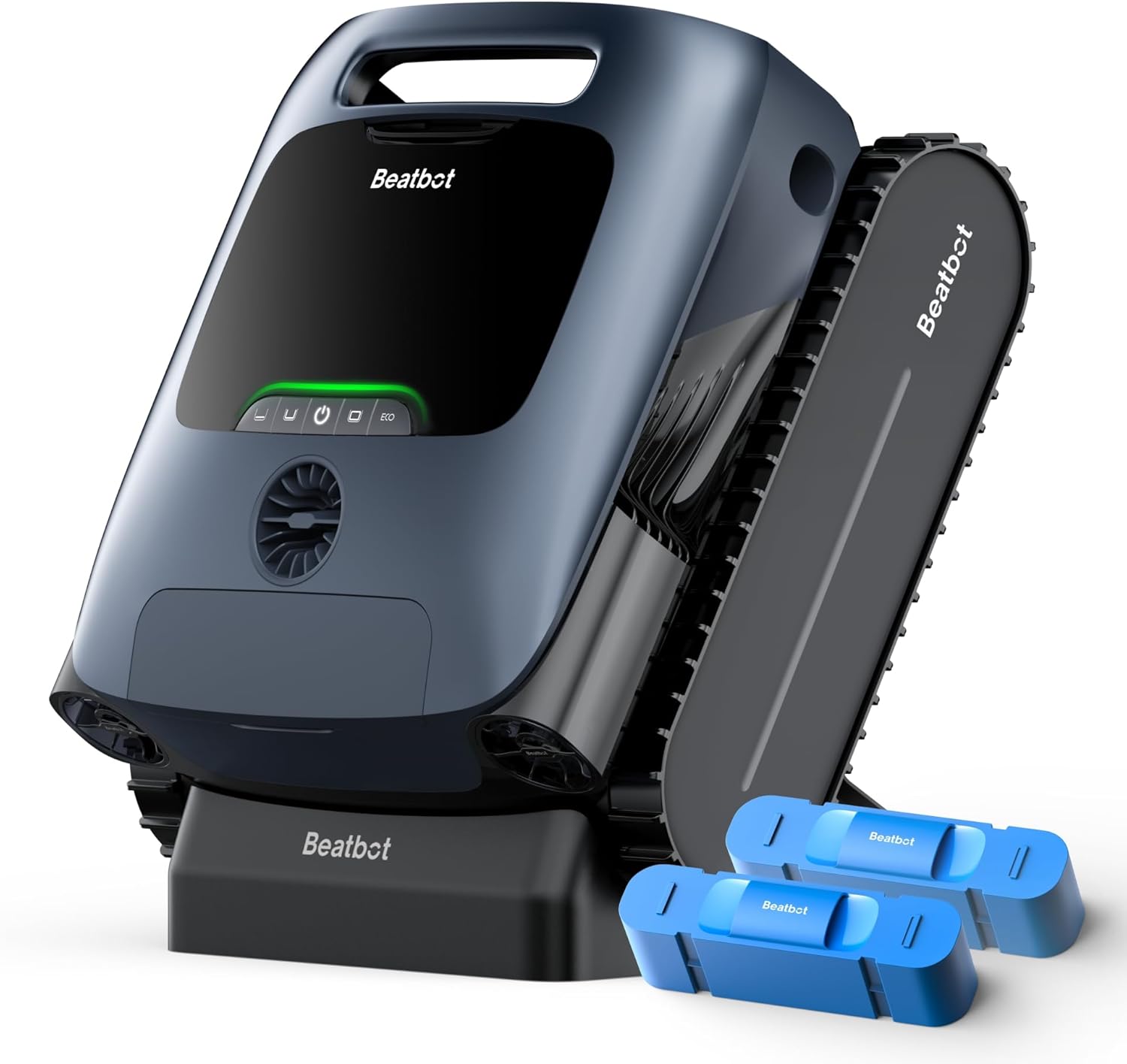 Beatbot AquaSense Pro Pool Robot Vacuum, 5-in-1 Cleaning with 2*Clarifying Agent Kits, Smart Surface Parking, Clarifies & Skims Water, Ideal for Inground Pools up to 3,299 Sq.ft - Navy Blue