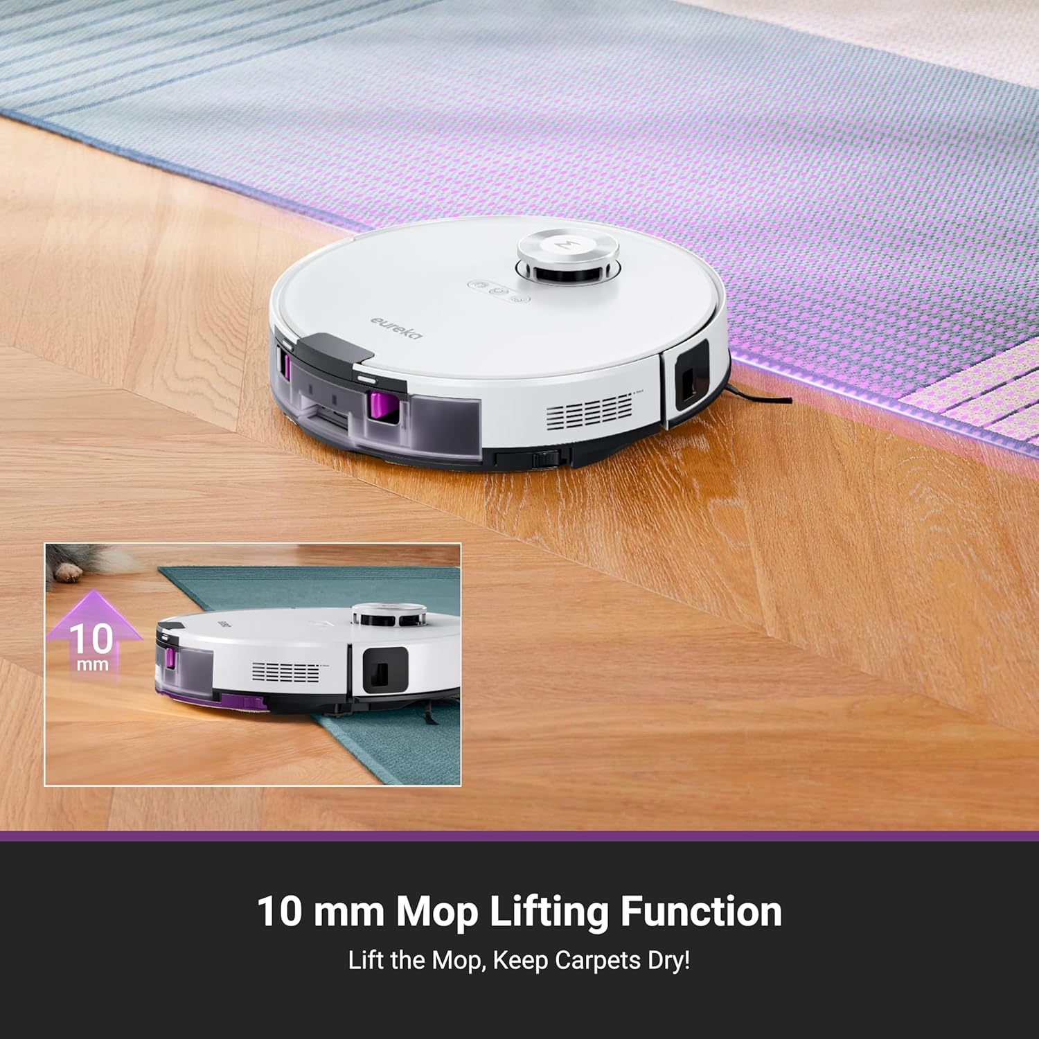 Eureka Robot Vacuum with Bagless Self Emptying Station, 2 in 1 Robotic Vacuum and Mop Combo, 60-Day Capacity, 4000Pa Suction, Auto Lifting Mop, LiDAR Navigation,NER E10s