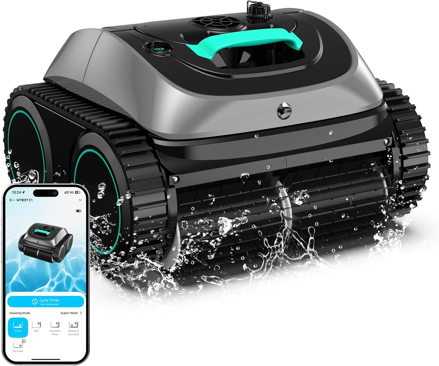 (2025 Upgrade) WYBOT OS7010C - C1 Pool Robot Vacuum, 4-in-1 Cordless Pool Cleaner 180min up to 1,614 Sq,ft, Smart APP Support, Auto Wall & Waterline Cleaning, WiFi & Bluetooth Connect