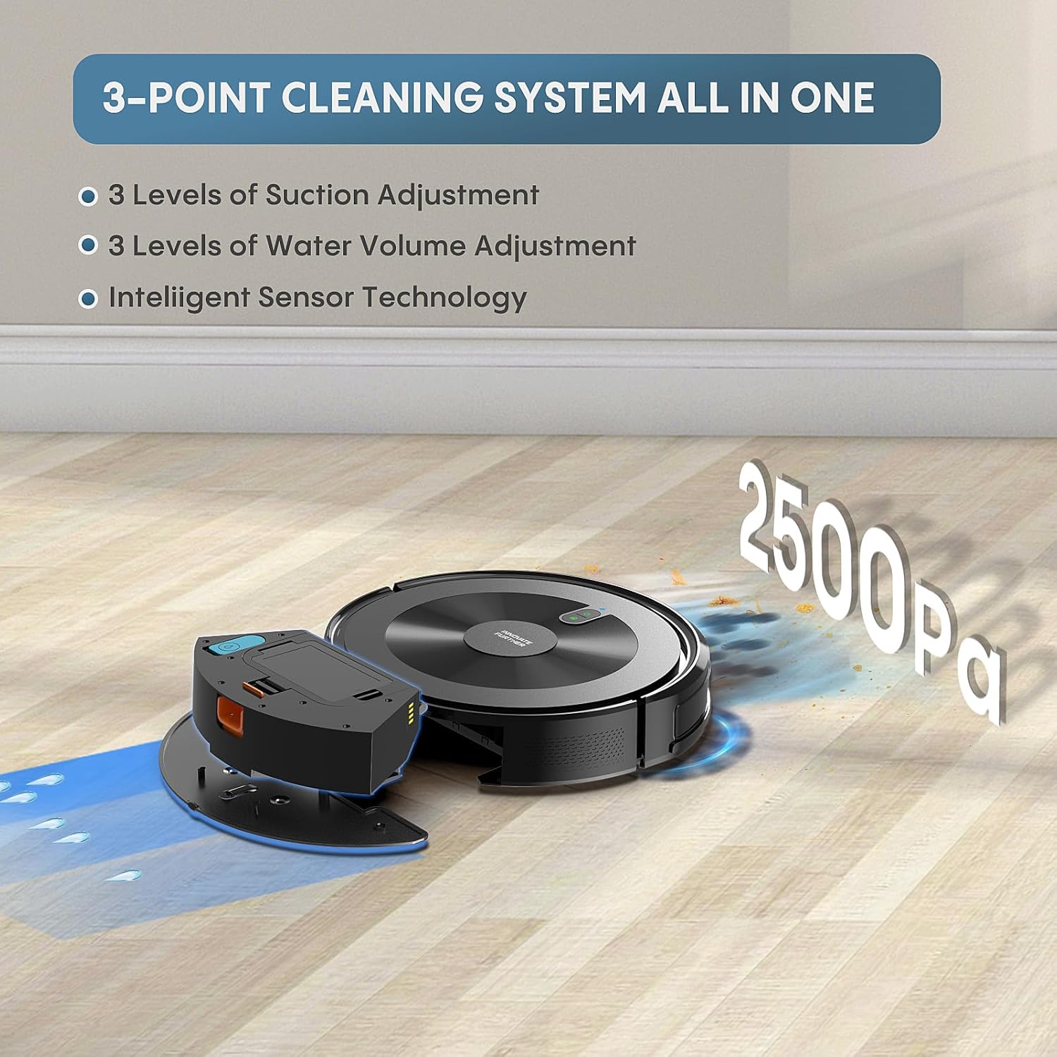 Robot Vacuum and Mop Combo: 3000Pa Suction Sweeping robot 120Mins Runtime & APP/Voice/Remote & Scheduled & Self-Charging, Slim Robot Vacuum Cleaner for Home Hard Floor, Low-Pile Carpet, Pet Hair