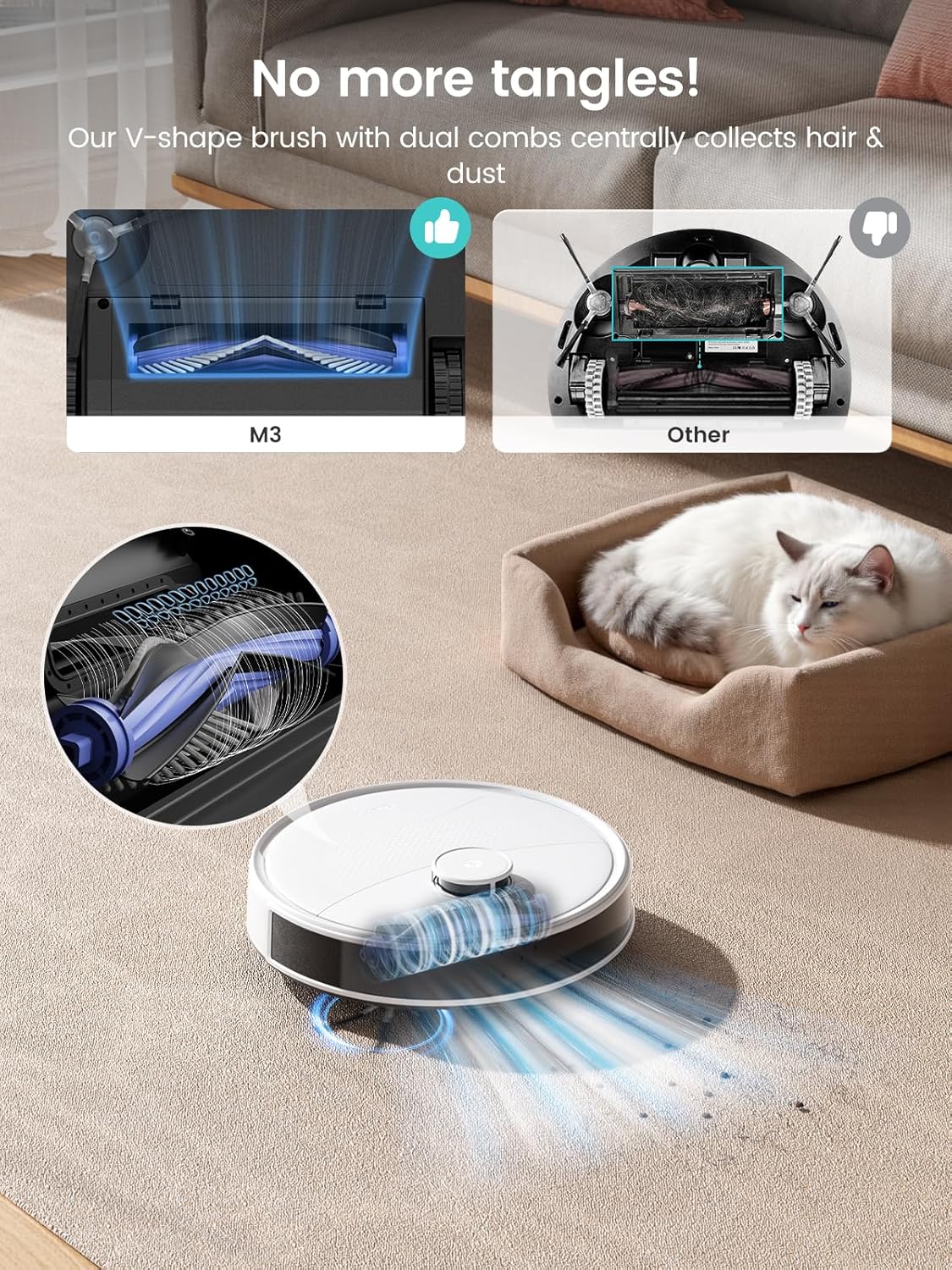 Lefant M3 Robot Vacuum, Robot Vacuum and Mop, 12000Pa Suction, Anti-Tangle Brushes, Dual Spinning Mop, Auto Mop Washing, Drying, Self-Emptying, Self-Refilling, for Pet Hair Dust, App Voice Control