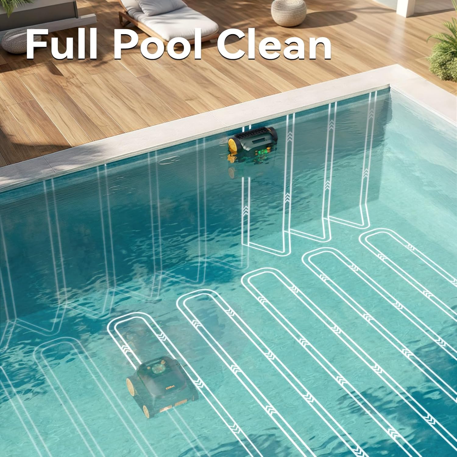 Robotic Pool Cleaner with 210 Mins Runtime, Smart Navigation, Triple Brushless Motors, Automatic Pool Vacuum Robot with Wall & Waterline Cleaning Function for Inground Pools Up to 3229 Sq.Ft