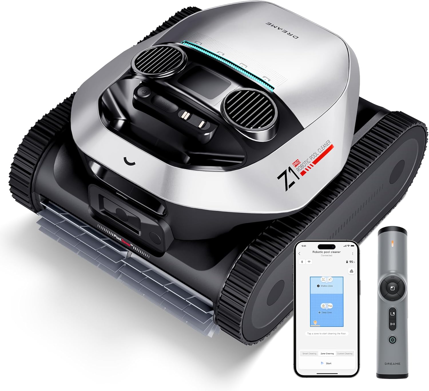 DREAME Z1 Pro Cordless Robotic Pool Cleaner, LiFi Remote Control, 8000 GPH Suction, Waterline Horizontal Cleaning, Auto-Retrieval, Automatic Pool Vacuum for Above & In-Ground Pools, Upgraded Version