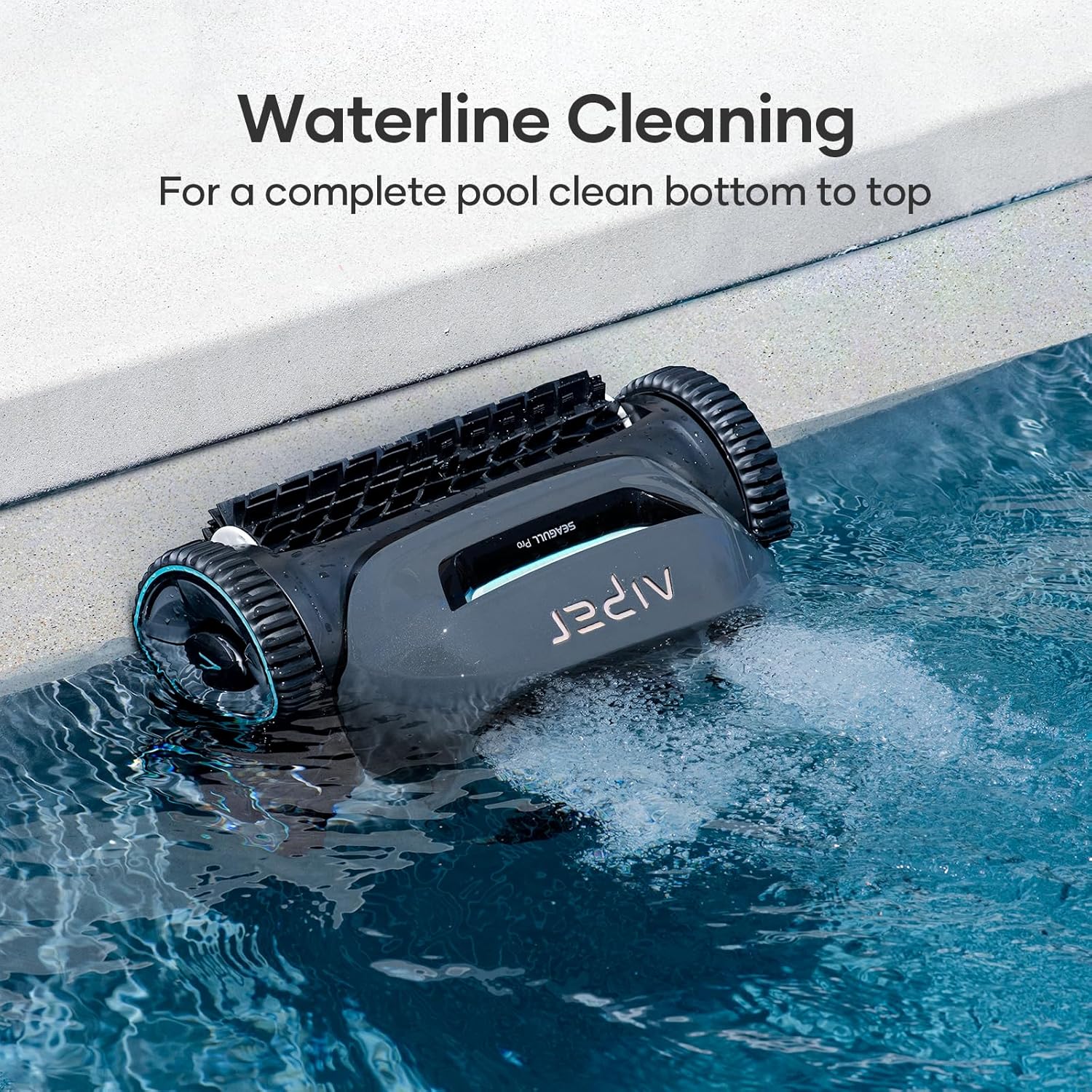 AIPER Cordless Robotic Pool Cleaner, WavePath Navigation, Wall-Climbing, Quad-Motor, 150 mins Runtime for Inground Pools up to 1,600 sq.ft, Seagull Pro ZT6002