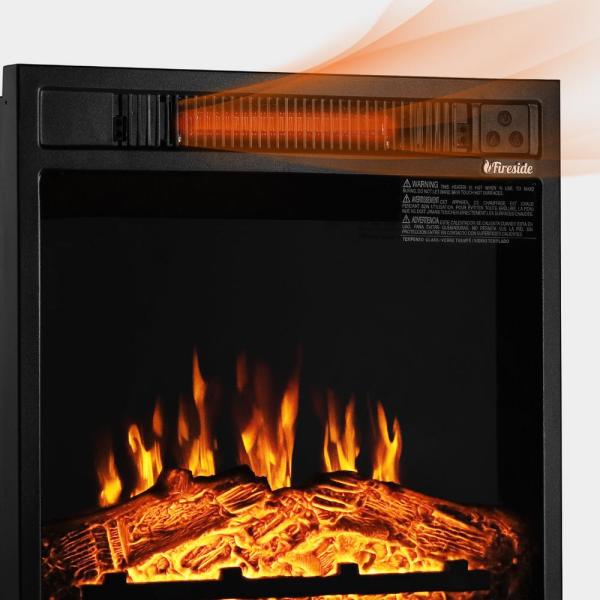 Fireside 48 in. Wooden Electric Fireplace TV Stand in Rustic Brown, with Sliding Barn Door, Entertainment Center
