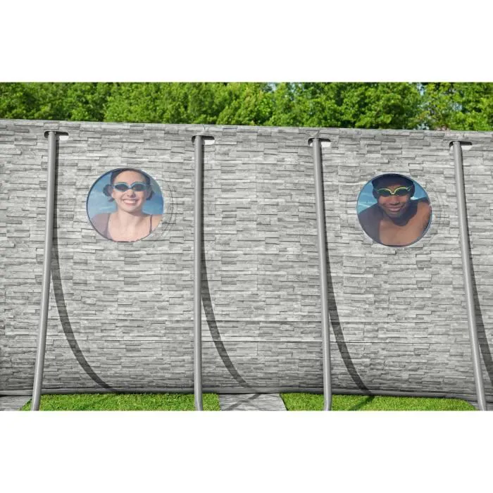 Kit Piscine hors sol - BESTWAY - Power Steel - 549 x 274 x 122 cm - Ovale (Avec pompe de filtration, échelle, bâche)