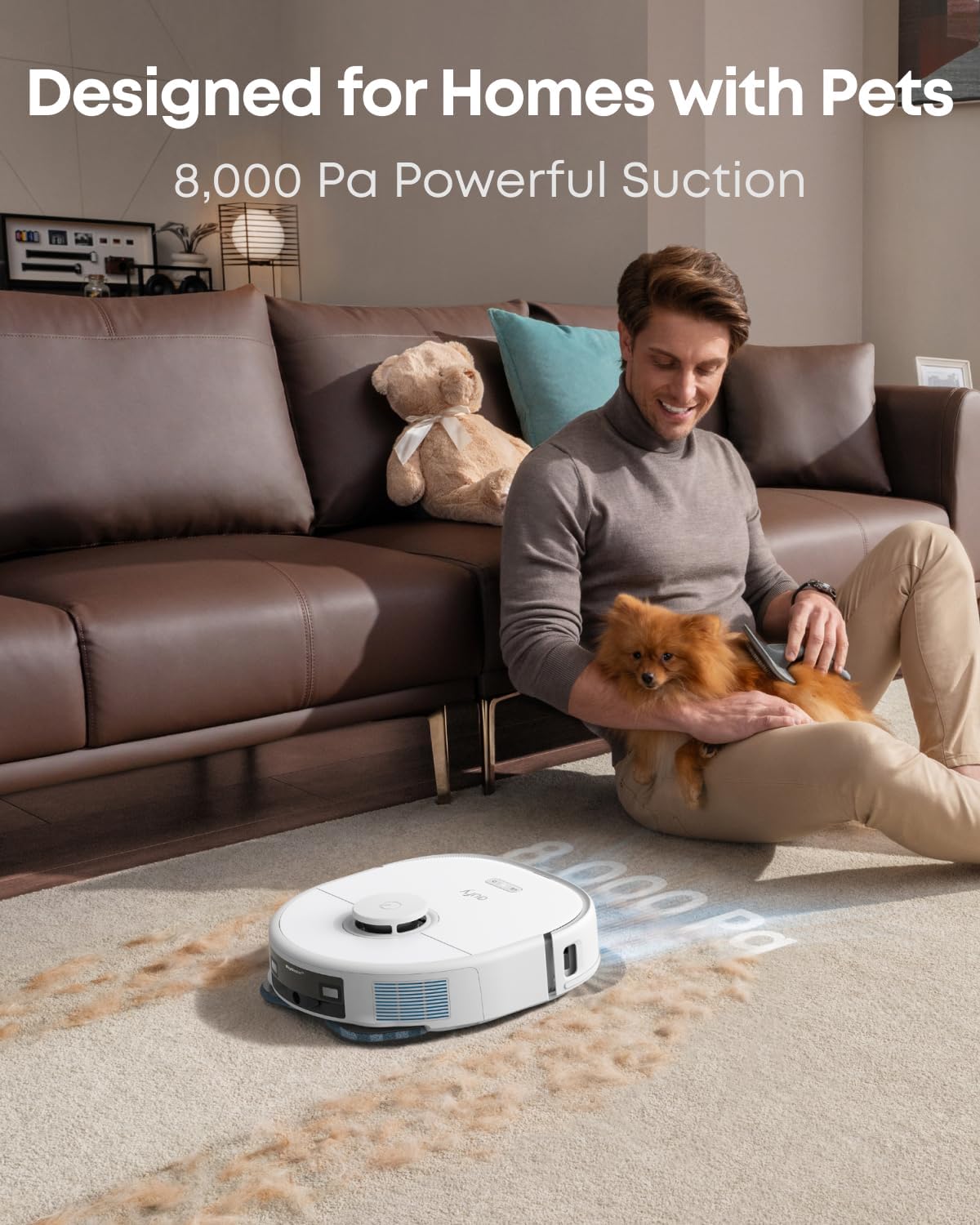 eufy X10 Pro Omni Robot Vacuum and Mop Combo, 8,000 Pa Suction, Dual Mops with 12 mm Auto-Lift and Carpet Detection, AI Obstacle Avoidance, Auto Mop Washing, Auto Drying, Self-Emptying, Self-Refilling