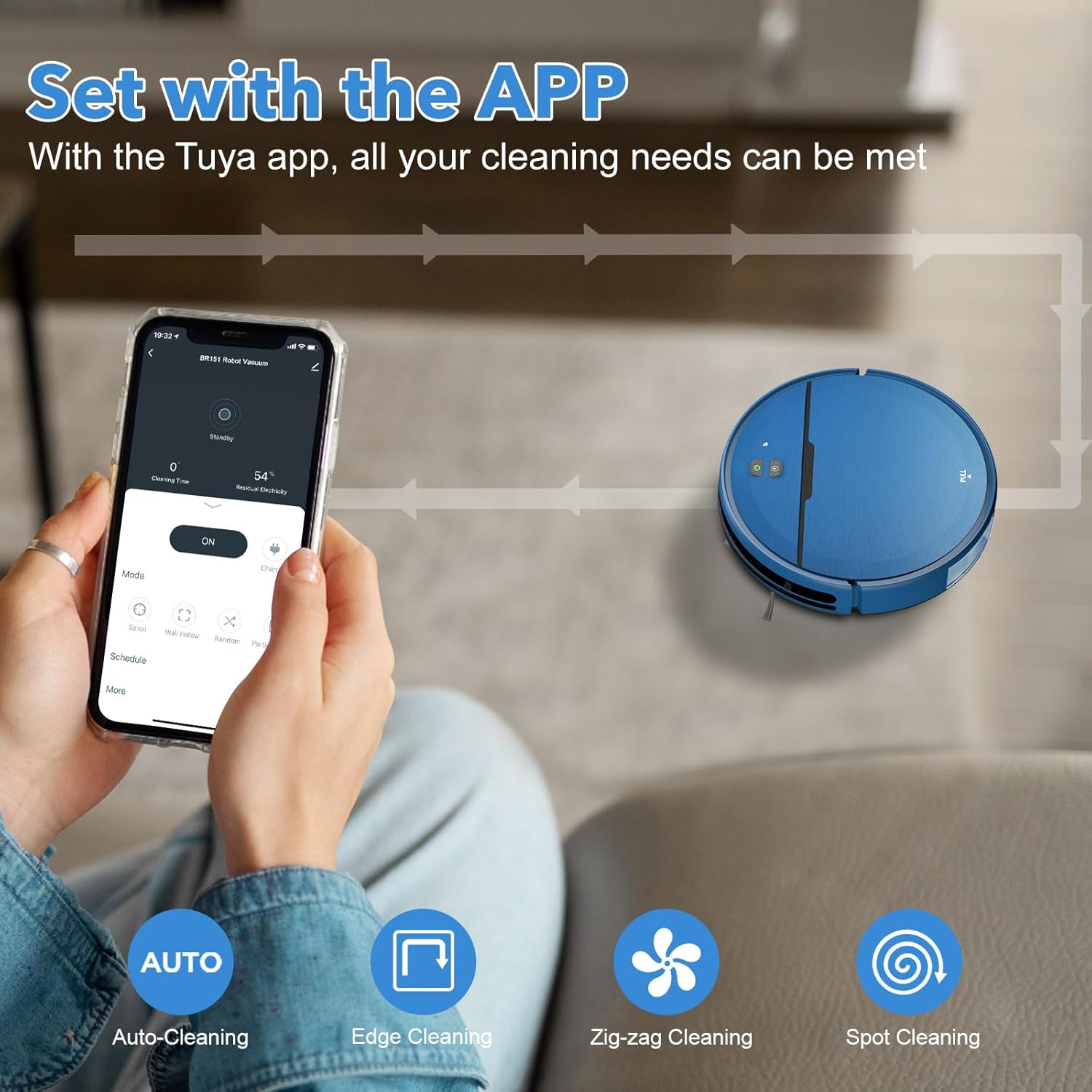 Robot Vacuum and Mop Combo, 2 in 1 Robot Vacuums Cleaner with WiFi/App, Robotic Vacuum with Strong Suction, Schedule, Self-Charging, Slim, Quiet, Ideal for Hard Floor, Pet Hair, Low Pile Carpet