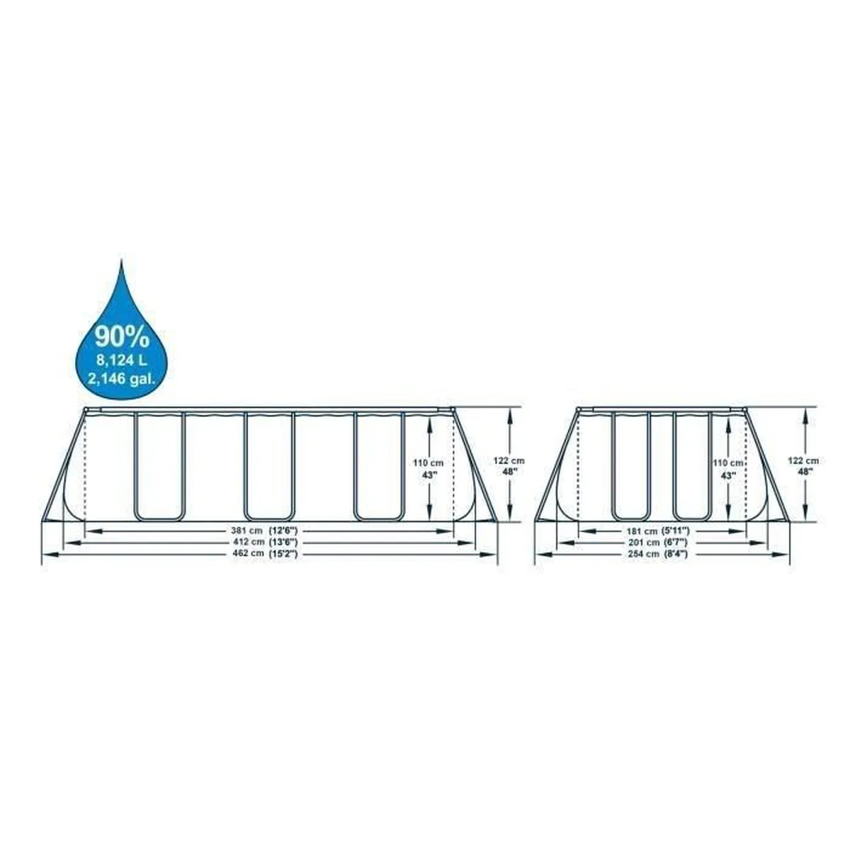 Kit Piscine hors sol tubulaire BESTWAY - Power Steel™ - 412 x 201 x 122 cm + Réchauffeur solaire