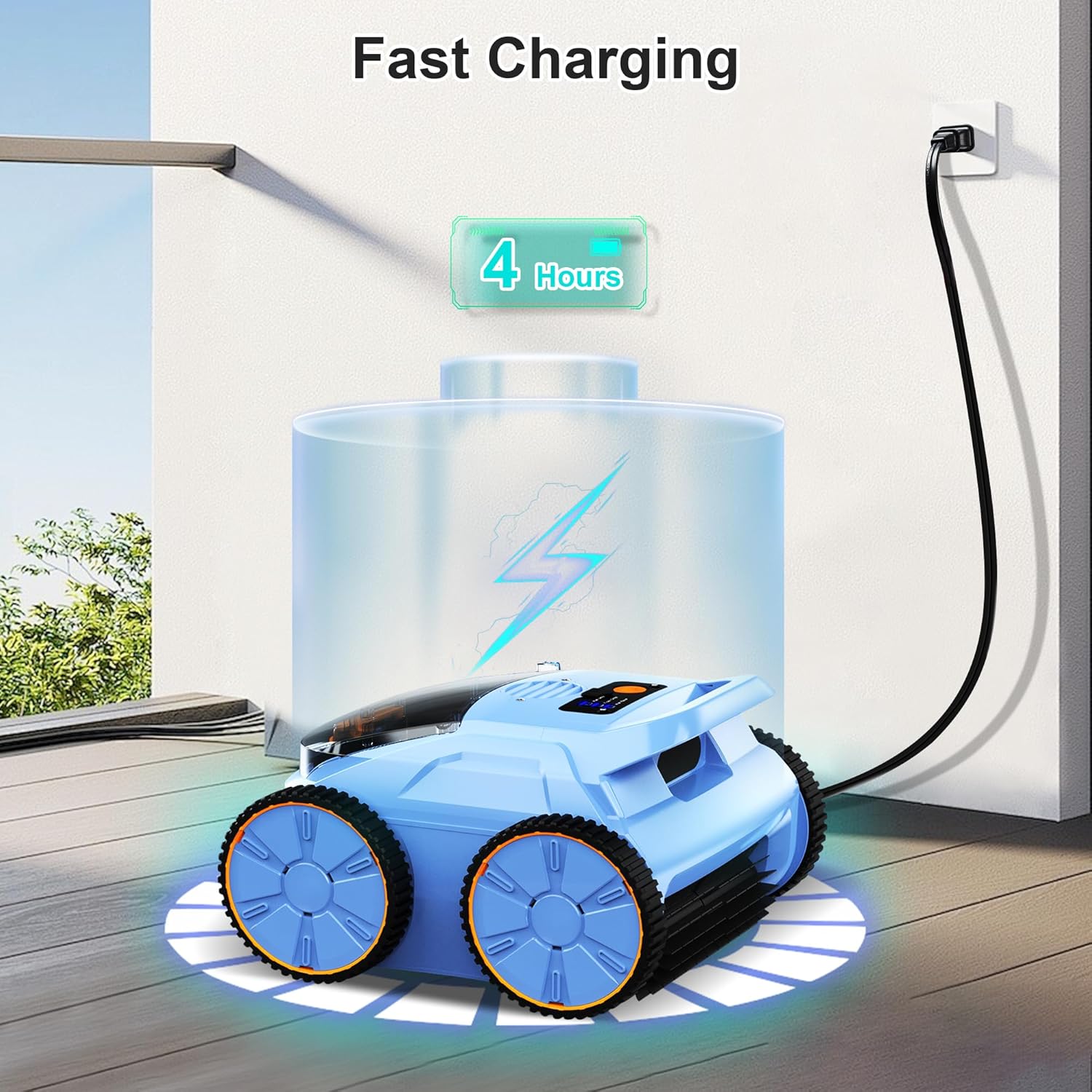 (2025 Upgrade) Pool Vacuum for Inground Pools, Robotic Pool Cleaner, Wall Climbing Pool Cleaner, Cleans Pool Floors, Drain & Walls & Waterline, Cleaning Up to 2100 Sq.ft, 180 Min