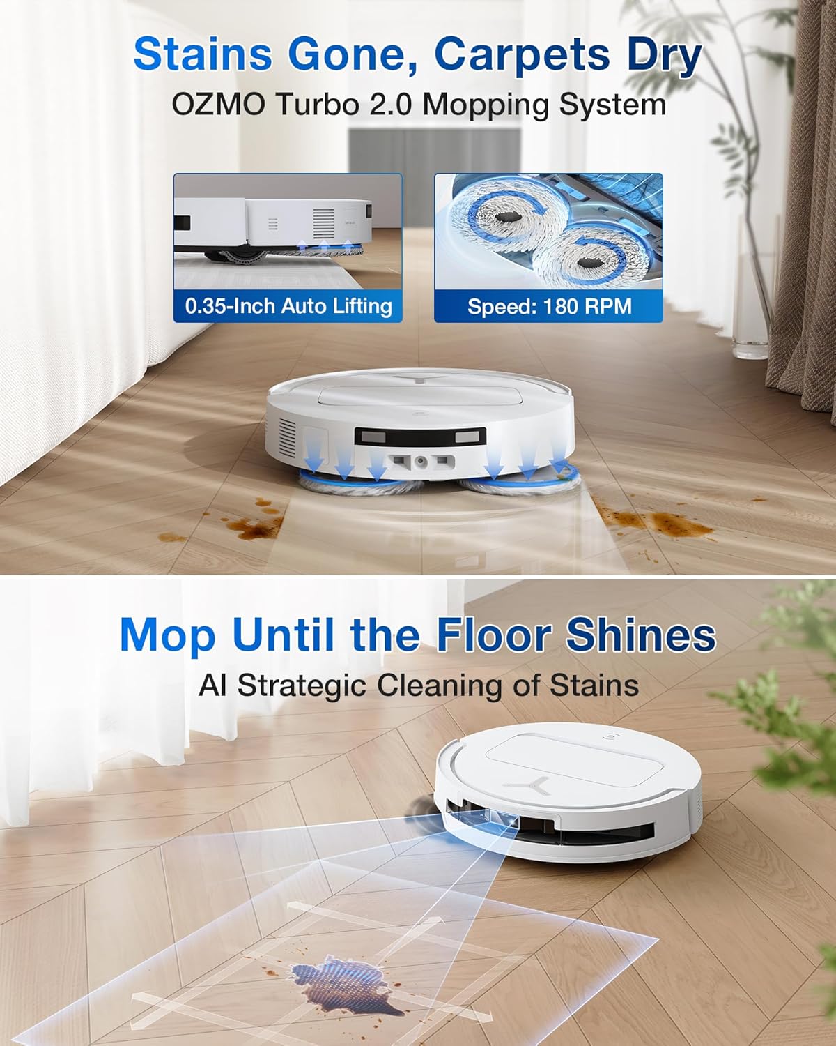 ECOVACS DEEBOT T50 PRO Omni Robot Vacuum and Mop, 3.19” Ultra-Slim, 15,000Pa Suction, ZeroTangle 2.0, TruEdge Edge Cleaning, AIVI 3D Obstacle Avoidance, Auto Mop Wash & Dry, Self-Emptying