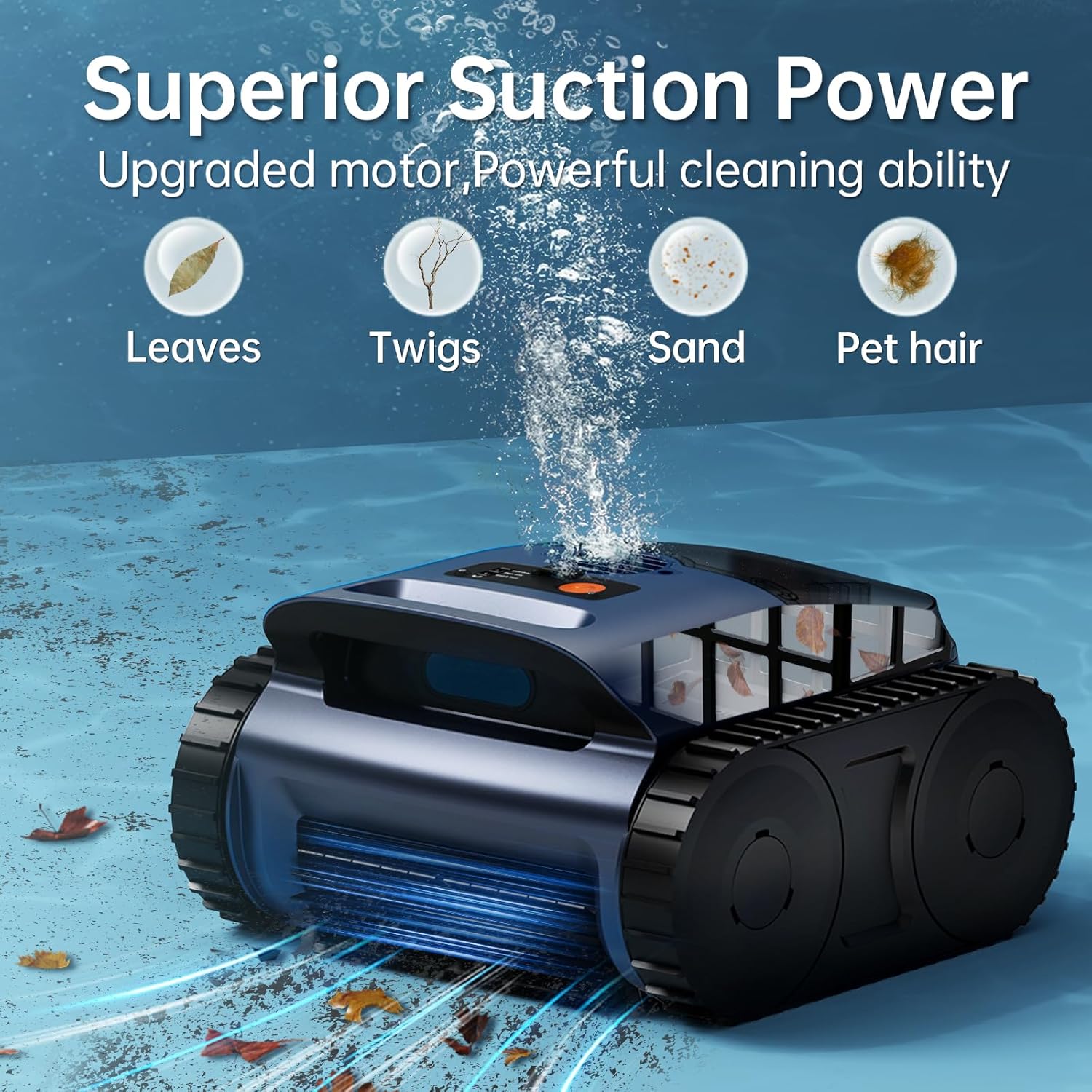Cordless Robot Robotic Pool Cleaners 180W Suction Auto Vacuums Wall Climbing Waterline Scrubbing Cleaning Pool Vacuum for Inground Above Pools up to 2100 Sq.Ft