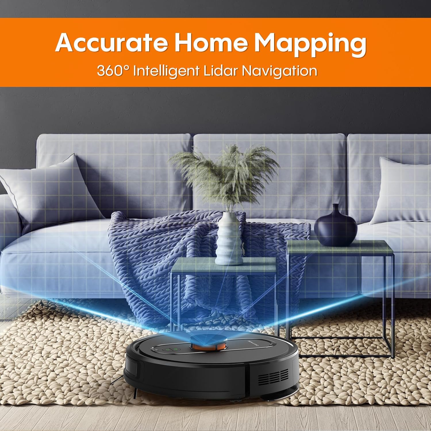 Robot Vacuum and Mop with Self-Emptying, 5000Pa Robotic Vacuum with LiDAR Navigation, Mapping, 60-Day Hands-Free Cleaning, No-Go Zones,Wi-Fi/App/Alexa Control, Ideal for Pet, Hard Floors, Carpet