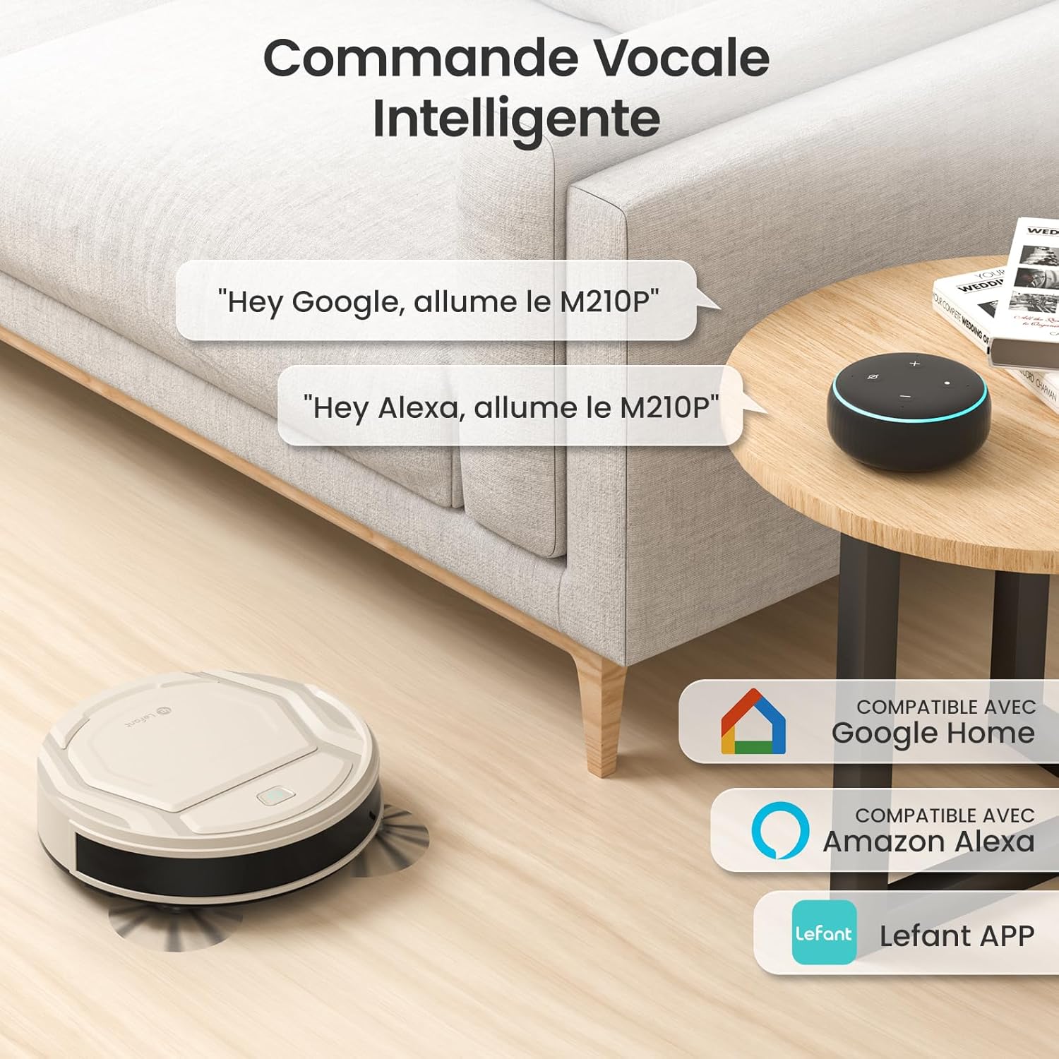Lefant M3 Robot Vacuum, Robot Vacuum and Mop, 12000Pa Suction, Anti-Tangle Brushes, Dual Spinning Mop, Auto Mop Washing, Drying, Self-Emptying, Self-Refilling, for Pet Hair Dust, App Voice Control