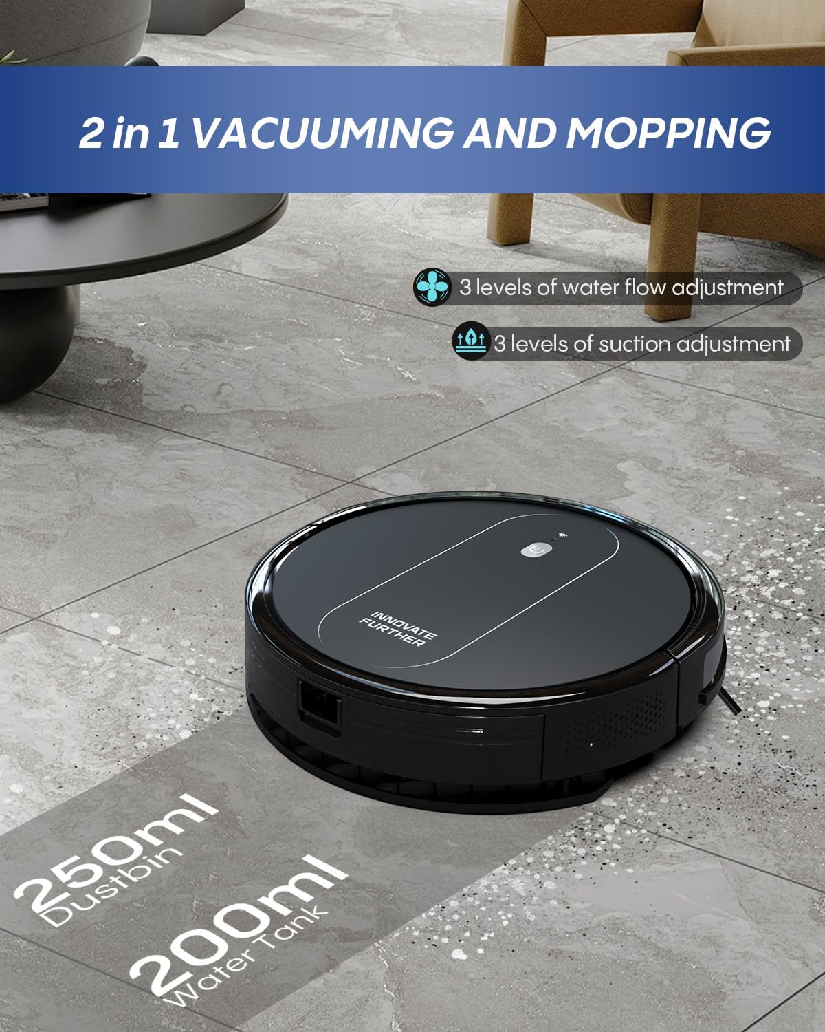 Robot Vacuum and Mop: 2-in-1 Vacuum Robot 4000Pa Strong Suction & Alexa/APP Control & Central Brush & Self-Charging, Schedule Robot Vacuum Cleaner for Pet Hair, Hard Floor, Carpet