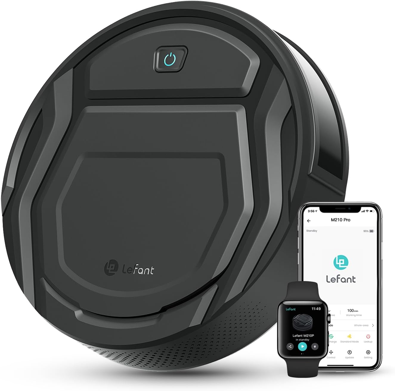 Lefant M2 Plus Robot Vacuum and Mop Combo,190° PSD Obstacle Avoidance,LIDAR Navigation,40-Day Capacity,Powerful Suction,Perfect for Pet Hair,140 Min Runtime, WiFi/App/Alexa