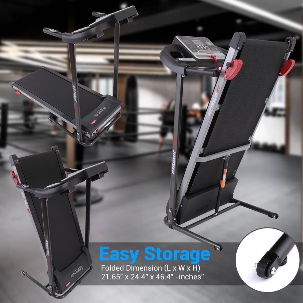 SereneLife Electric Folding Treadmill Exercise Machine .Manual Incline Adjustment, for Walking, Running, Gym