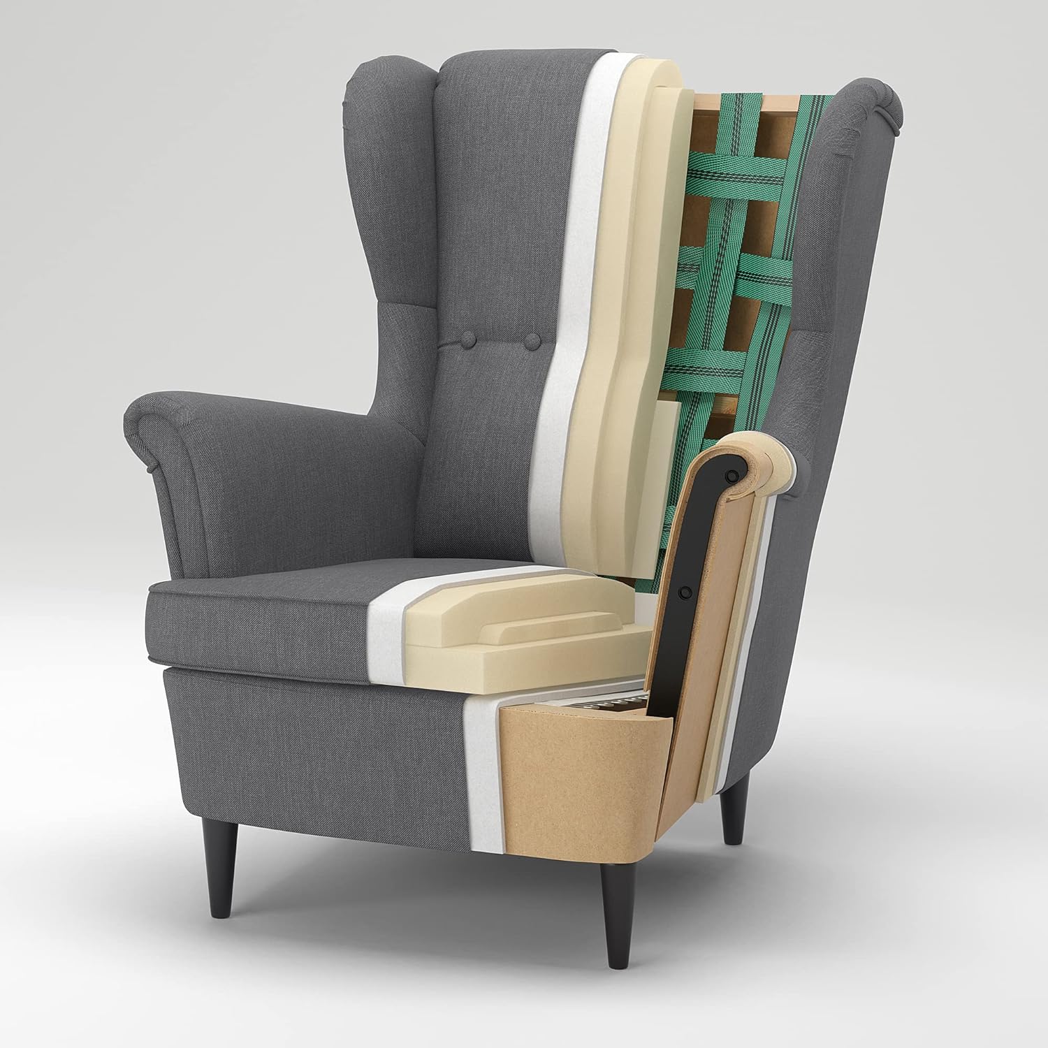 IKEA STRANDMON Wing Chair, Nordvalla Dark Grey